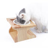Oak Cat Bowl Rack | Raised Single Ceramic Bowl | Anti-Choking