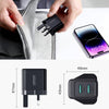 JOYROOM JR-TCN01 2.4A Dual Ports USB Charger, Plug:UK Plug(Black)