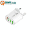 QC-04 QC3.0 + 3 x USB 2.0 Multi-ports Charger for Mobile Phone Tablet, UK Plug(White)