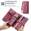 For Samsung Galaxy S25 5G CaseMe 008 Detachable Multifunctional Leather Phone Case(Wine Red)