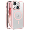 For iPhone 15 Hardware Side Cooling Skin Feel Frosted Metal Lens Frame MagSafe Phone Case(Pink)
