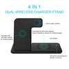 Q20 4 In 1 Wireless Charger Charging Holder Stand Station with Adapter For iPhone / Apple Watch / AirPods, Support Dual Phones Charging (Black)
