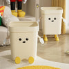 Cute Square Trash Can Household Living Room Bathroom Garbage Bin, Style: 16L Standing Brown