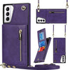 For Samsung Galaxy S21+ 5G Cross-body Zipper Square TPU+PU Back Cover Case with Holder & Card Slots & Wallet & Strap(Purple)