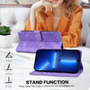 For iPhone 13 Pro Lace Floral Embossed Magnetic Buckle Leather Phone Case(Purple)