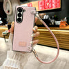 For Samsung Galaxy Z Fold5 5G Comfortable Short Plush Full Coverage Phone Case with Wrist Strap(Pink)