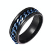 2 PCS Men Stainless Steel Embossed Turnable Chain Rings, Color: Dark Blue(7)