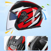 GXT Electric Vehicle Four Seasons Sun Protection & Windshield Double Lens Helmet, Size: M(Bright Black Red)