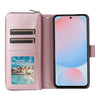 For Samsung Galaxy A56 Nine-card Slots Zipper Wallet Bag Leather Phone Case(Rose Gold)