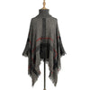 Women Mid-Length Turtleneck Sweater Fringed Cloak Shawl, Size: Free Size(Gray)