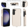 For Samsung Galaxy S23 5G Double Flap Zipper RFID Leather Phone Case with Short Lanyard(White)