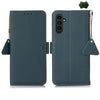 For Samsung Galaxy A56 5G Side-Magnetic TJ Genuine Leather RFID Phone Case(Green)