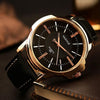 358 YAZOLE Men Fashion Business Waterproof Leather Band Quartz Wrist Watch(Black)