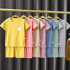 Boys Ice Silk Summer T-Shirt and Shorts Set Clothing Sets, Size: 140cm(Gray blue)