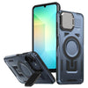 For Samsung Galaxy A06 5G Shield Frame Holder MagSafe Phone Case(Blue)