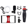 PULUZ 4 in 1 Vlogging Live Broadcast Smartphone Video Rig + 4.7 inch 12cm RGBW Ring LED Selfie Light + Microphone + Pocket Tripod Mount Kits with Cold Shoe Tripod Head(Red)