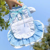 Blue Pet Maid Dress with Leash Ring, XL