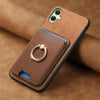For Samsung Galaxy A05 Retro Cross Leather Ring Vertical Insert Card Bag MagSafe Phone Case(Brown)