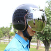 Soman Motorcycle Bubble Visor Open Face Helmet Visor Helmet Windshield Shield with Transparent Frame(Yellow)