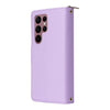 For Samsung Galaxy S22 Ultra 5G Nine-card Slots Zipper Wallet Bag Leather Phone Case(Purple)