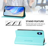 For iPhone X / XS RC01 Dual-Folded Magnetic Suction RFID Leather Phone Case(Mint Green)