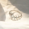 BSR241-A Willow Leaf Opening Sterling Silver Simple Zirconia Tree Branch Ring Bracelet