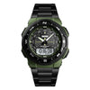 SKMEI 1370 Multifunctional Men Outdoor Sports Noctilucent Waterproof Stainless Steel Digital Wrist Watch (Army Green)