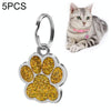 5 Gold Engravable Pet ID Tags with Rings - Footprint Design