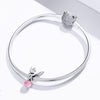 S925 Sterling Silver Flower Fairy Beaded Pink Glass Zircon Loose Beads DIY Bracelet Accessories