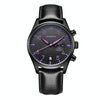 Ochstin 5043C Multifunctional Business Waterproof Leather Strap Quartz Watch(Black+Black+Purple)