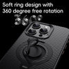 For iPhone 14 Pro Carbon Fiber MagSafe Phone Case with 360 Degree Rotating Holder(Black Grey)