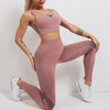 Women Sports Bra and Leggings Two-Piece Set Yoga Wear Fitness Set, Size: XL(Pink)