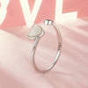 S925 Sterling Silver Platinum-plated White Shell Love Adjustable Open Ring(BSR520-E)