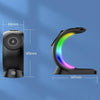 T17 3-in-1 RGB Atmosphere Light MagSafe Phone Watch Earphone Wireless Charger, Color: Black no Plug