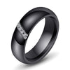 Simple Nano Ceramic Ring Trend Titanium Steel with Zircon Rings, Ring Size:7(Black)