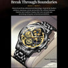 OLEVS 9947 Men Multifunctional Hollow Waterproof Quartz Watch(Black)