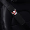 Car Seat Belt Cover Diamond Butterfly Shoulder Strap Cushion Cover 6.5x23cm(Pink White)