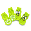 Dog Socks Anti-Slip Knitted Puppy Paws Size M (Green Eyes) 4 Pack