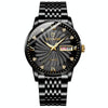 BINBOND B3034 Diamond 30m Waterproof Business Watch Men's Butterfly Buckle Luminous Quartz Watch(Black Steel-Black-Gold Nail)