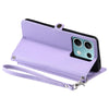 For Redmi Note 13 5G Global Wallet Multi-card Slot Leather Phone Case with Lanyard(Purple)