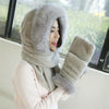 Autumn and Winter One-piece Warm Scarf Gloves Bomber Hats for Women, Size:One Size(Gray)