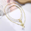 Angel Eyes Pendant Layered Necklace, Model: N2211-14 3 Layer Pearl Chain