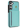 For Samsung Galaxy S23 5G Three Fold Card Bag Phone Case with Long Lanyard(Mint)