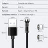 CC56 8 Pin + Type-C/USB-C + Micro USB Magnetic Interface Dust Plug Rotating Data Charging Cable, Cbale Length: 2m(Black)