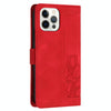 For iPhone 12 Pro Max Tulips Embossed Leather Phone Case with Lanyard(Red)