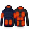 11 Zone Double Control Blue USB Winter Electric Heated Jacket Warm Thermal Jacket, Size: XXXL