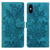For iPhone XS Max Lace Floral Embossed Magnetic Buckle Leather Phone Case(Green)