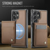 For Samsung Galaxy S23 Ultra 5G JEEHOOD J06 British Style RFID MagSafe Card Bag PU Phone Case(Brown)