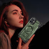 For iPhone 12 Lens Holder MagSafe Phone Case(Army Green)