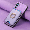 For Samsung Galaxy A16 Retro Cross Leather Ring Vertical Insert Card Bag MagSafe Phone Case(Purple)